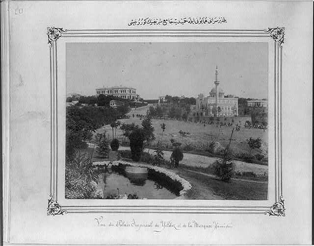 View of the Imperial Yıldız Sarayı (palace) and the Hamidiye Camii (mosque)