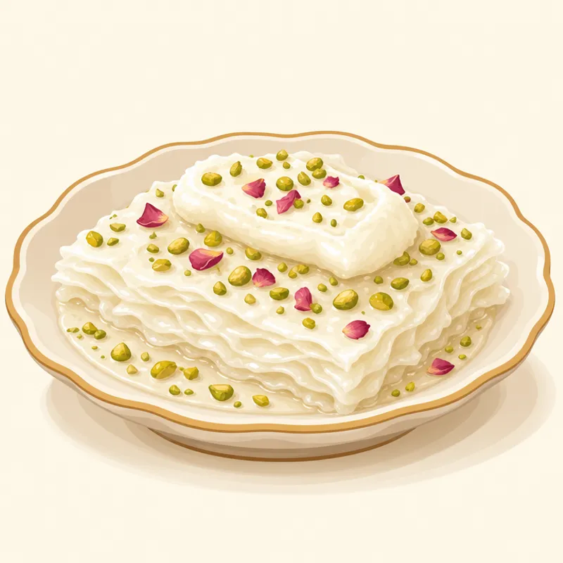 Afyon Kaymaklı Güllaç Tatlısı illustration