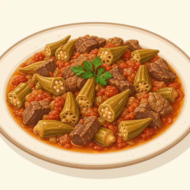 Amasya Etli Çiçek Bamyası Yemeği illustration