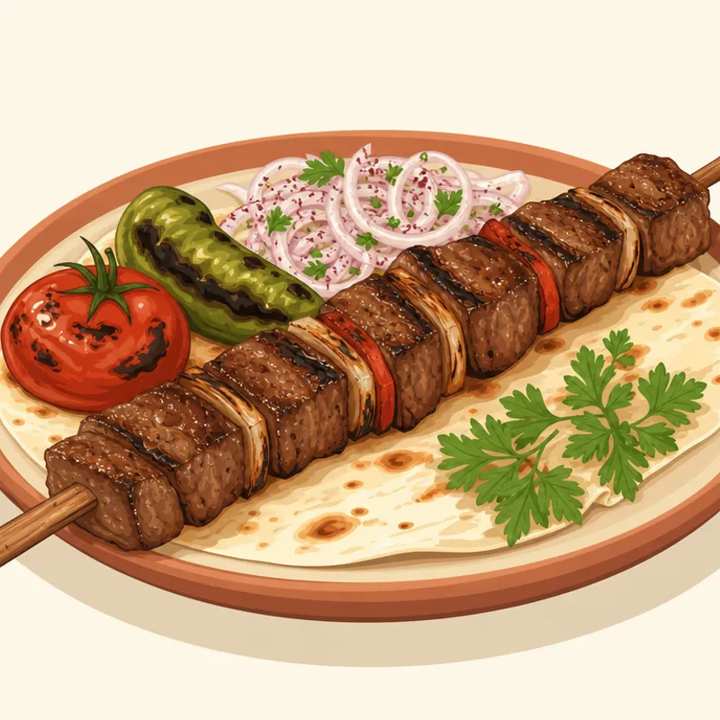 Dirmil Kebabı (şiş Sırık Kebabı) illüstrasyonu