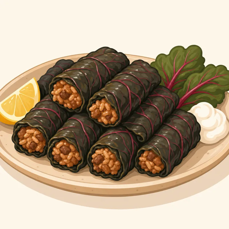 Etli Pancar (karalahana) Sarması illüstrasyonu