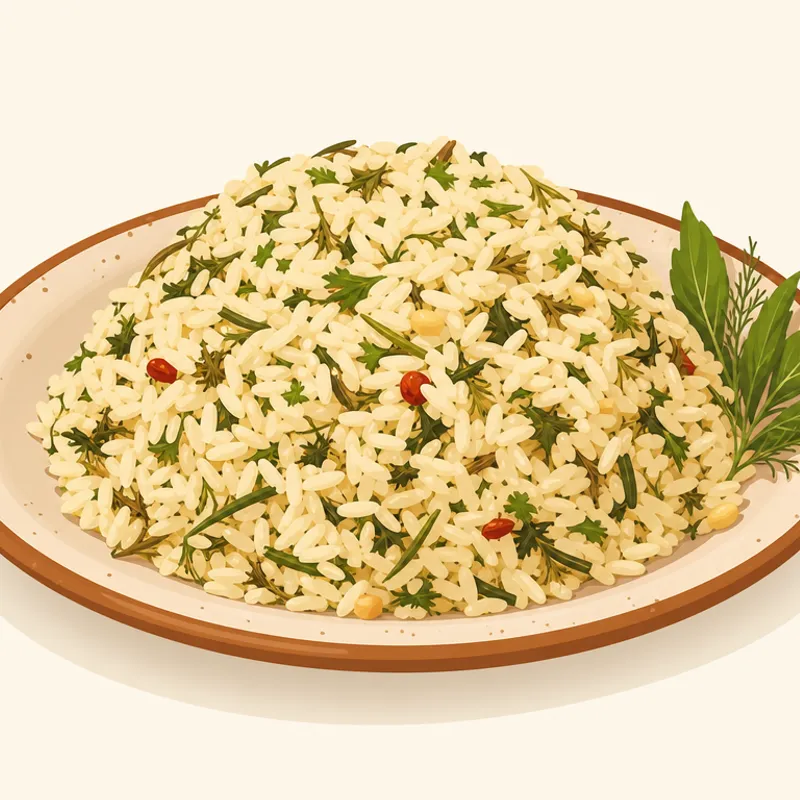Hakkâri Kari Otlu Pirinç Pilavı illüstrasyonu