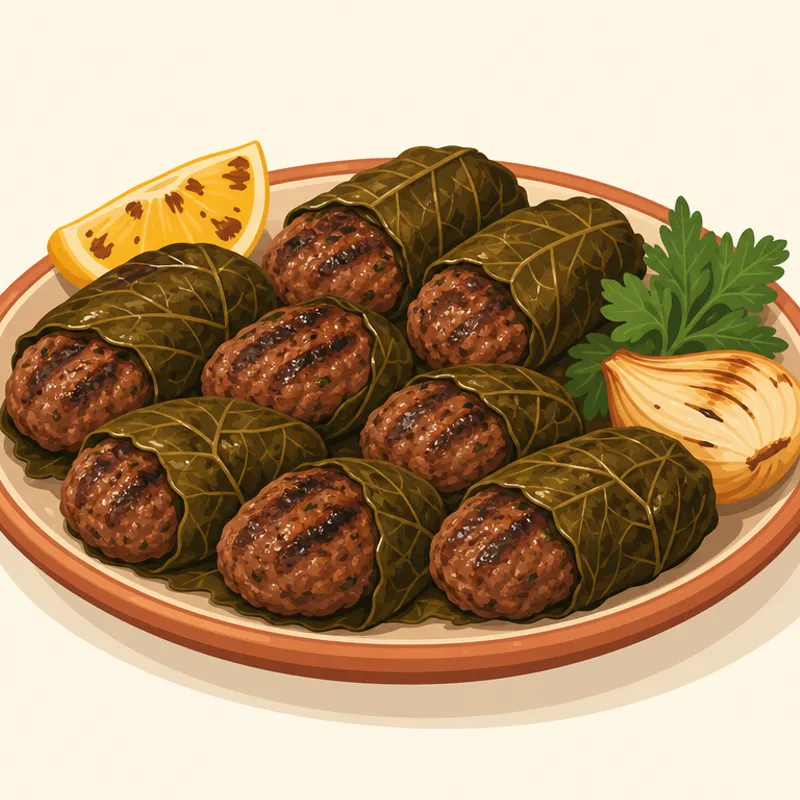 Kiraz Yaprağından Sarma Köfte illüstrasyonu