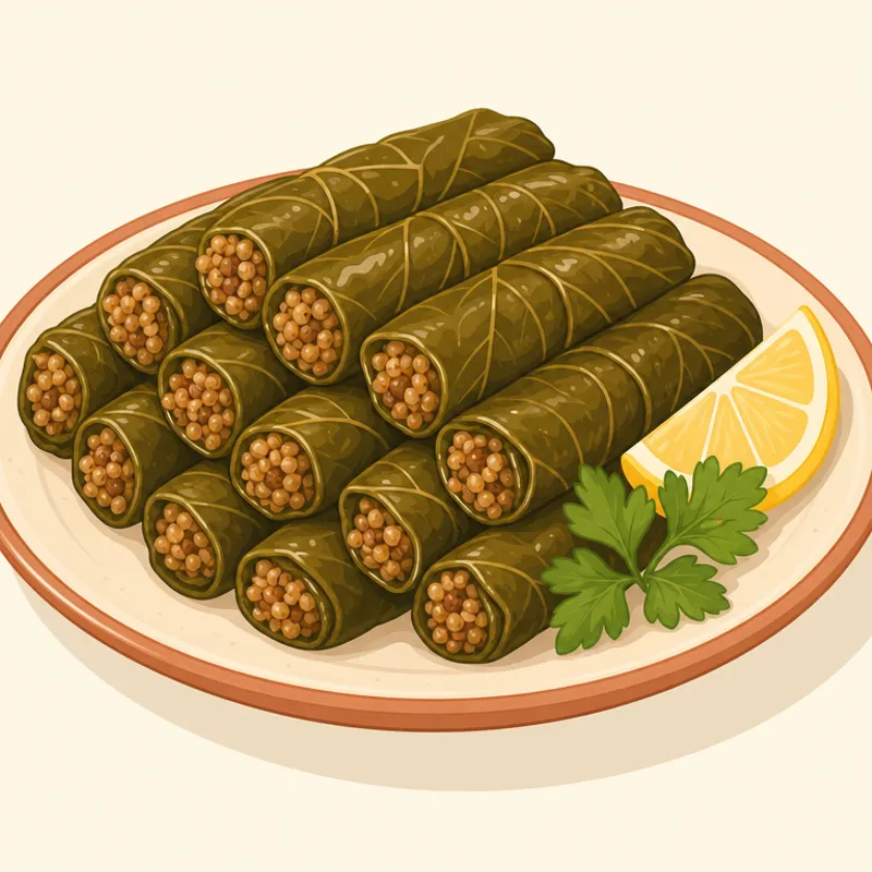 Kıymalı Bulgurlu Yaprak Sarması illüstrasyonu