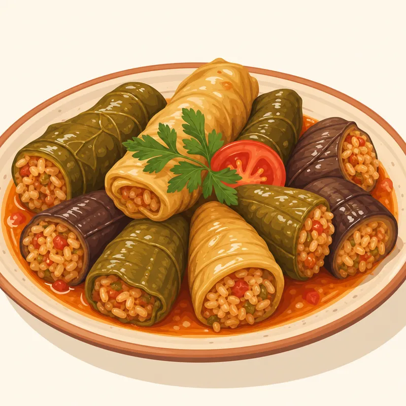 KONYAALTI HAMUR DOLMASI YEMEĞİ illüstrasyonu
