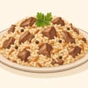 Saç Kapamada Parça Etli Pirinç Pilavı illustration