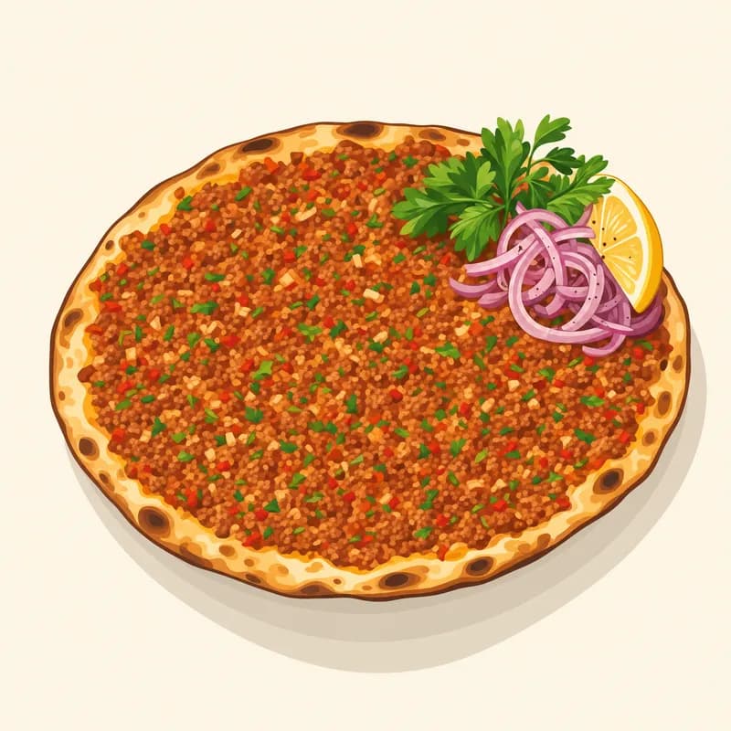 Urfa (Şanlıurfa) Lahmacunu (Kıymalı Ekmeği) illüstrasyonu