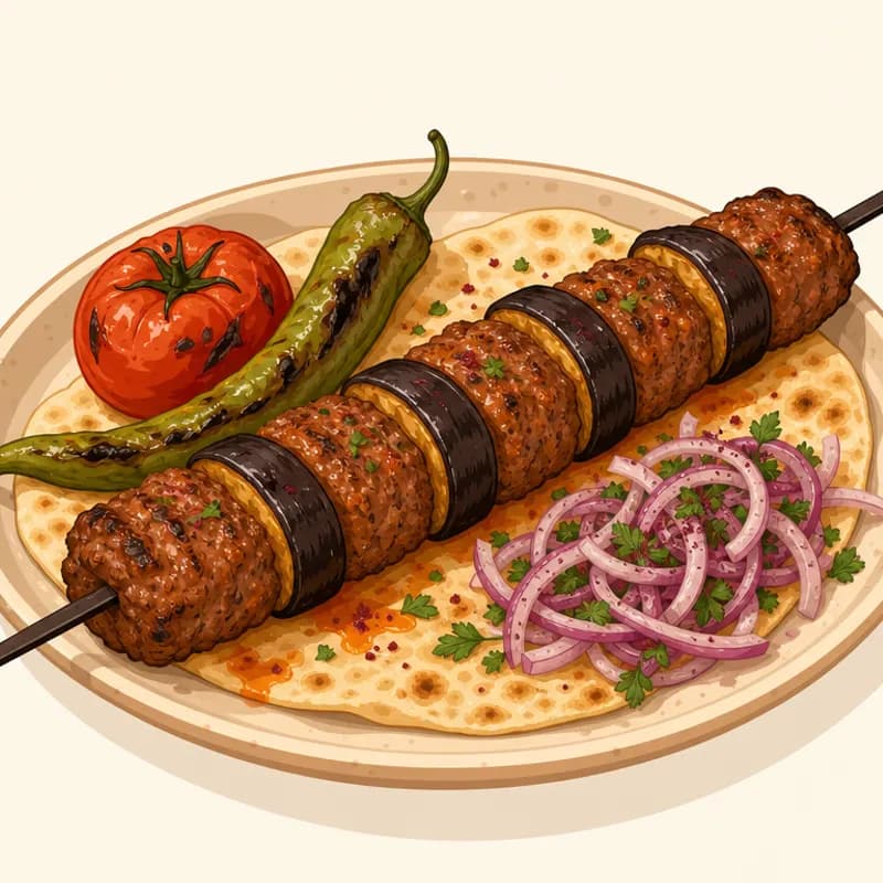 Urfa (Şanlıurfa) Patlıcanlı Kebabı illüstrasyonu