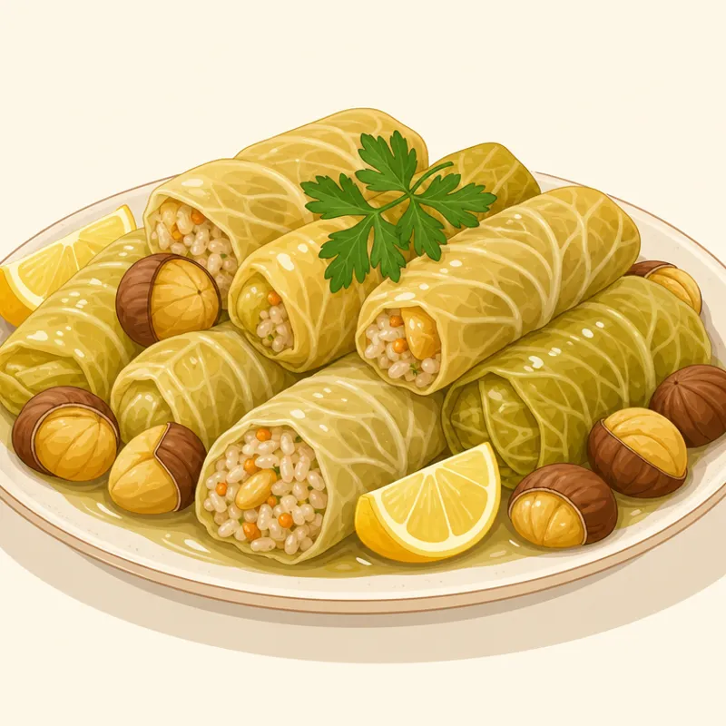 Zeytinyağlı Kestaneli Lahana Dolması illustration