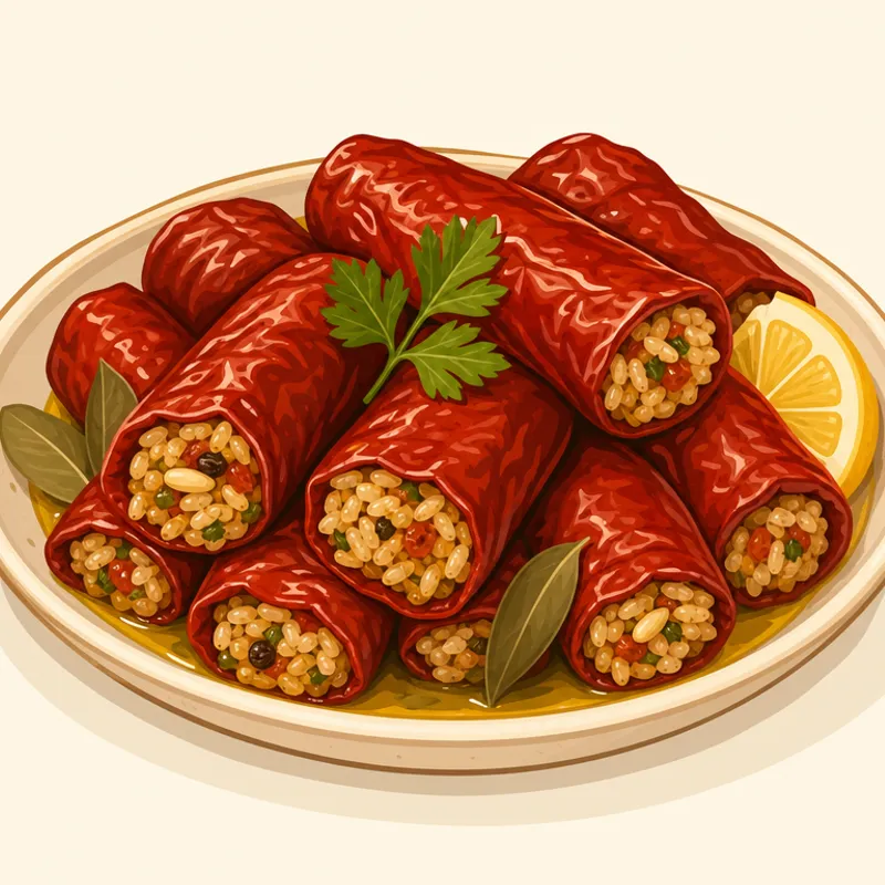Zeytinyağlı Kuru Biber Dolması illüstrasyonu